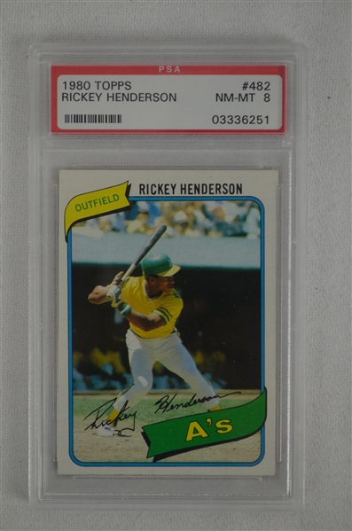 Ricky Henderson 1980 Topps Rookie Card Graded PSA 8 NM-MT