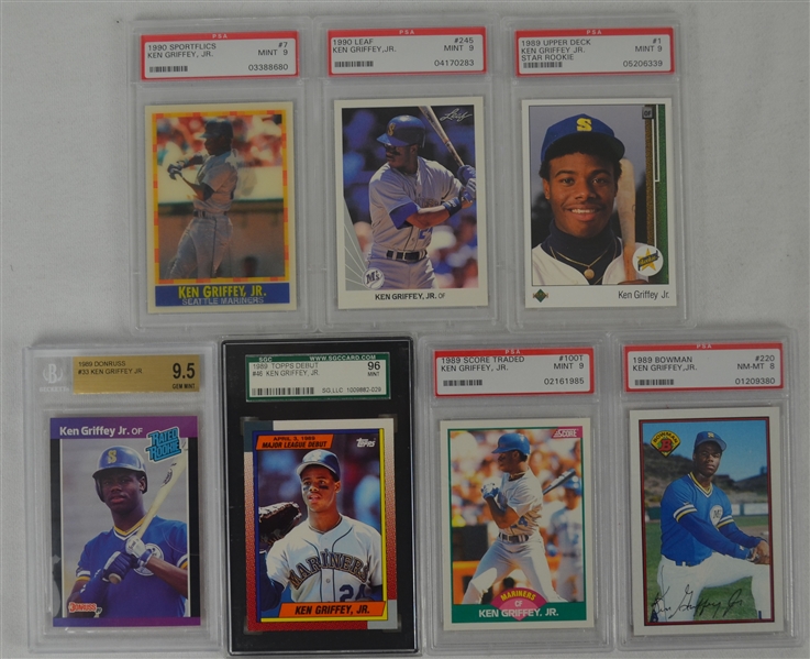 Ken Griffey Jr Collection of 7 Graded Rookie Cards