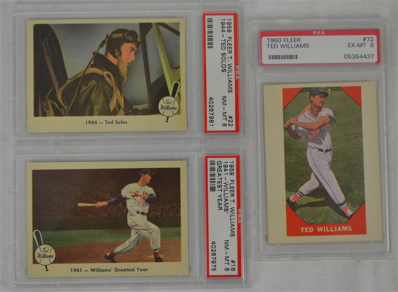 Ted Williams Collection of 3 PSA Graded 1959-60 Fleer Cards