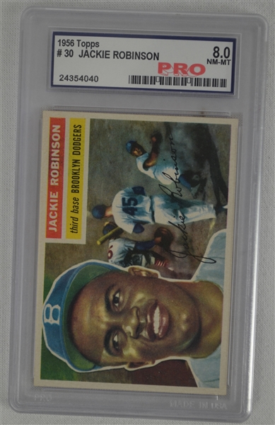 Jackie Robinson 1956 Topps #30 Card Graded NM-MT
