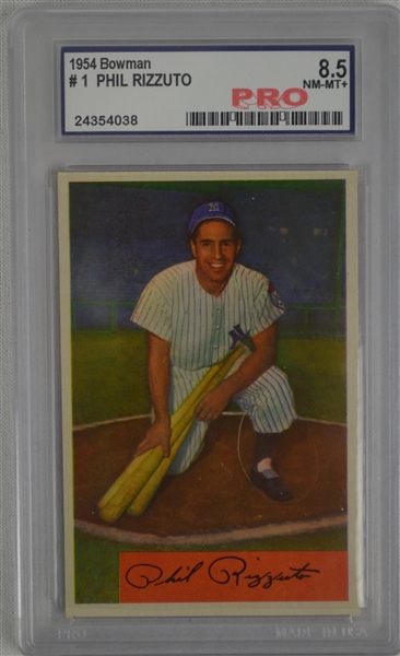 Phil Rizzuto 1954 Bowman #1 Card Graded NM-MT+