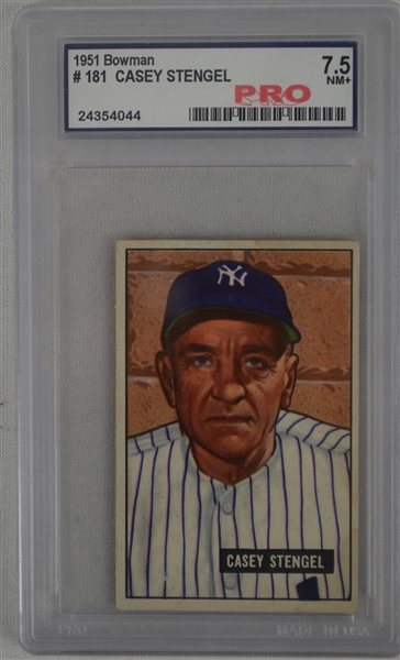 Casey Stengel 1951 Bowman #181 Card Graded NM+