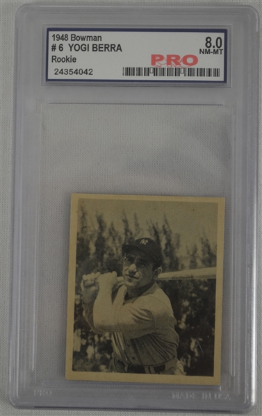 Yogi Berra 1948 Bowman #6 Rookie Card Graded NM-MT