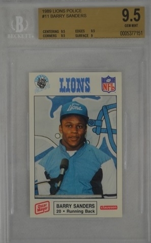 Barry Sanders 1989 Detroit Lions Police Rookie Card #11 Graded BGS 9.5 Gem Mint