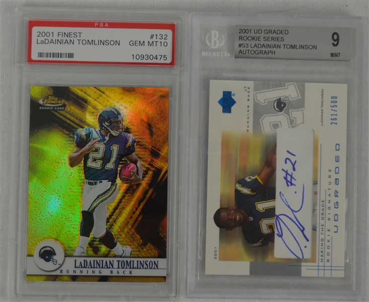 LaDainian Tomlinson Lot of 2 Graded Rookie & Autographed Cards