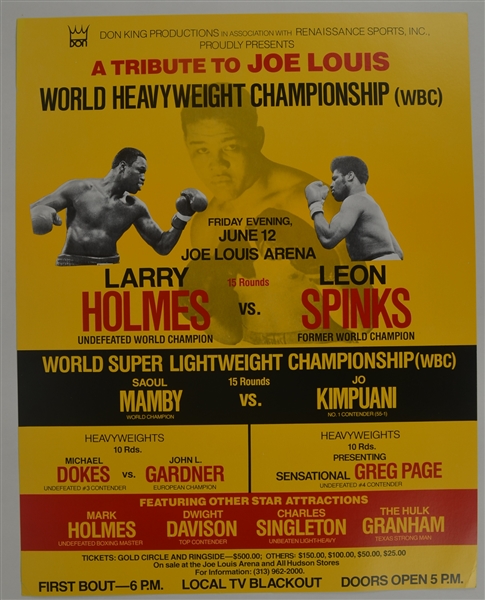 Larry Holmes vs. Leon Spinks 1981 On Site Original Fight Poster