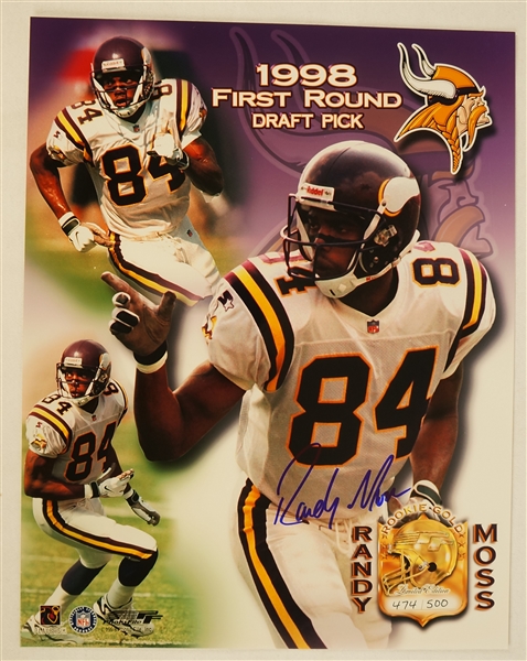 Randy Moss Minnesota Vikings Autographed 1998 Rookie 11x14 Photo
