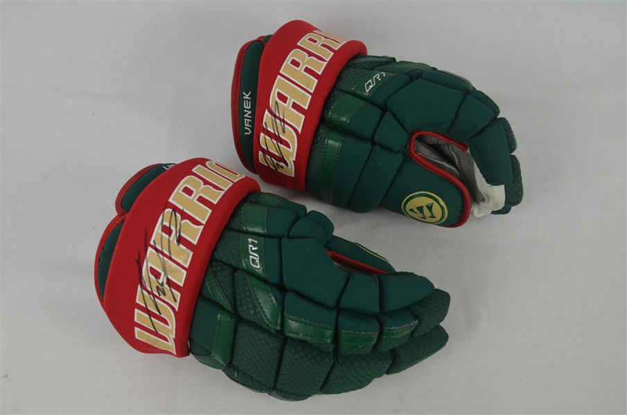Thomas Vanek Minnesota Wild Game Used & Autographed Hockey Gloves