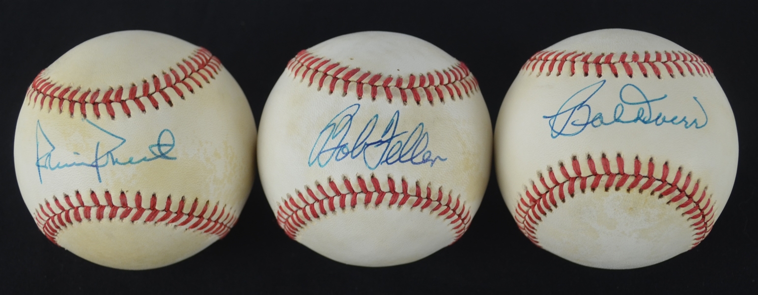 Collection of 8 Autographed Baseballs w/Feller & Roberts