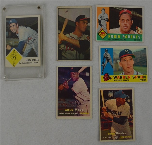 Vintage Lot of 6 Baseball Cards w/Sandy Koufax