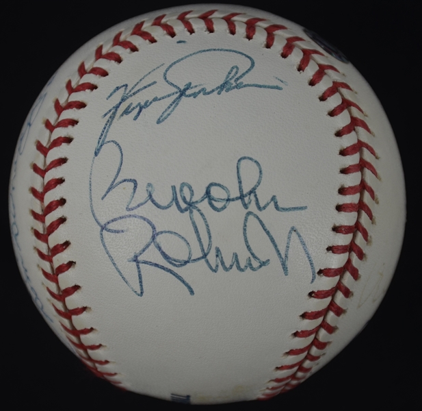 Brooks Robinson Fergie Jenkins Dom DiMaggio & Orlando Cepeda Autographed Baseball