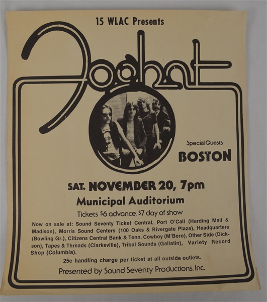 Vintage 1976 Foghat Concert Broad Side