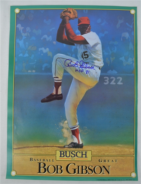 Bob Gibson Autographed 1981 Busch Beer Poster