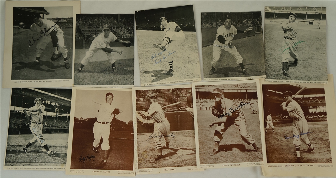 Collection of 15 Autographed Baseballs Magazine Photos
