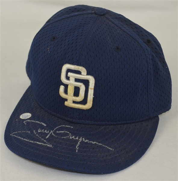 Tony Gwynn San Diego Padres Professional Model Hat w/Heavy Use & Autographed