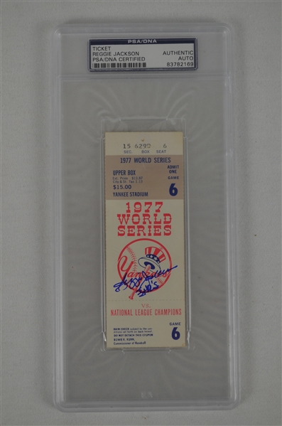 Reggie Jackson Autographed 1977 World Series Ticket Game 6 PSA/DNA