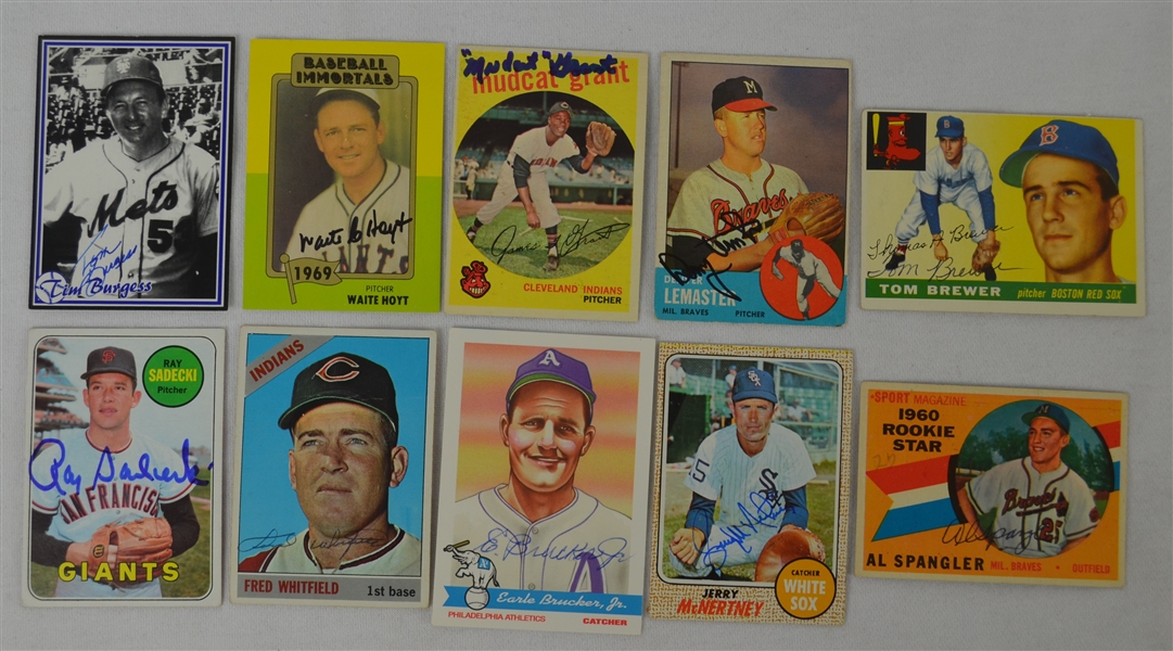 Vintage Collection of 10 Autographed Baseball Cards w/Waite Hoyt