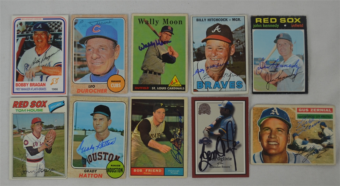 Vintage Collection of 10 Autographed Baseball Cards w/Leo Durocher