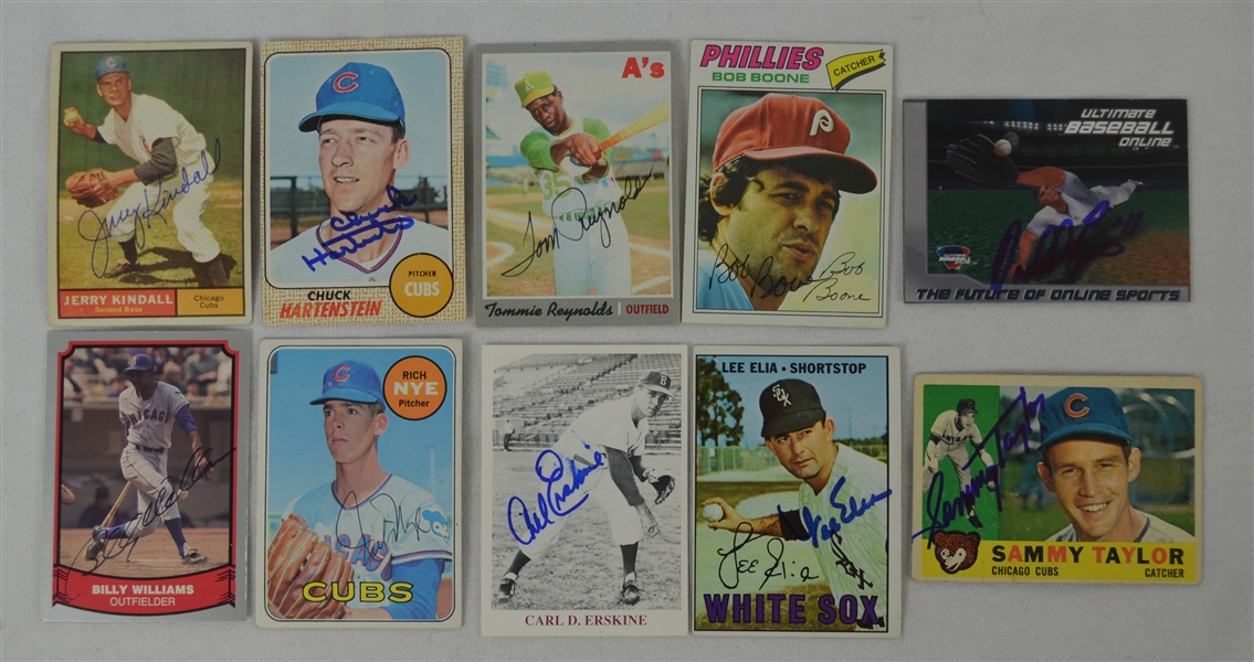 Vintage Collection of 10 Autographed Baseball Cards w/Billy Williams