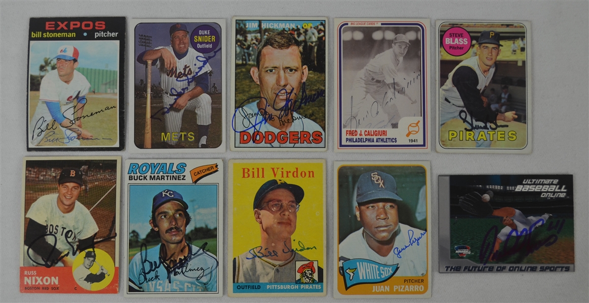 Vintage Collection of 10 Autographed Baseball Cards w/Duke Snider