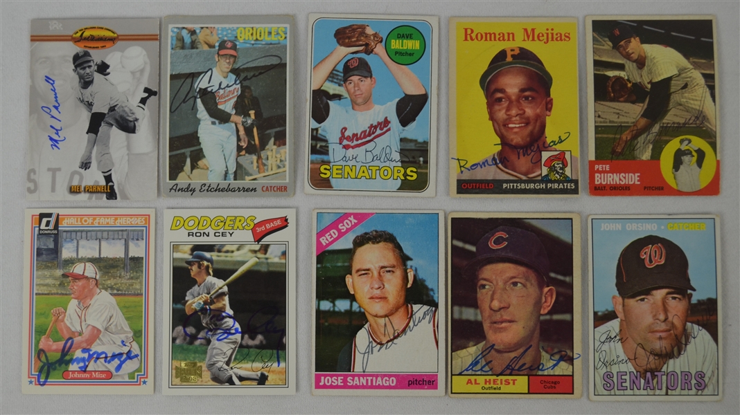 Vintage Collection of 10 Autographed Baseball Cards w/Johnny Mize