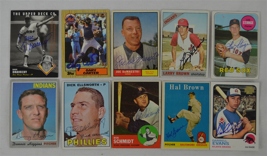 Vintage Collection of 10 Autographed Baseball Cards w/Gary Carter