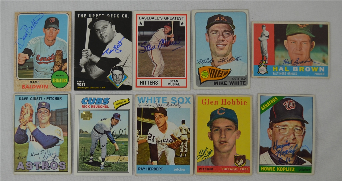 Vintage Collection of 10 Autographed Baseball Cards w/Stan Musial