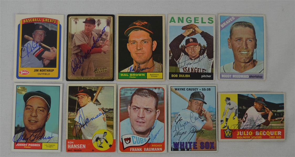 Vintage Collection of 10 Autographed Baseball Cards w/Red Schoendienst