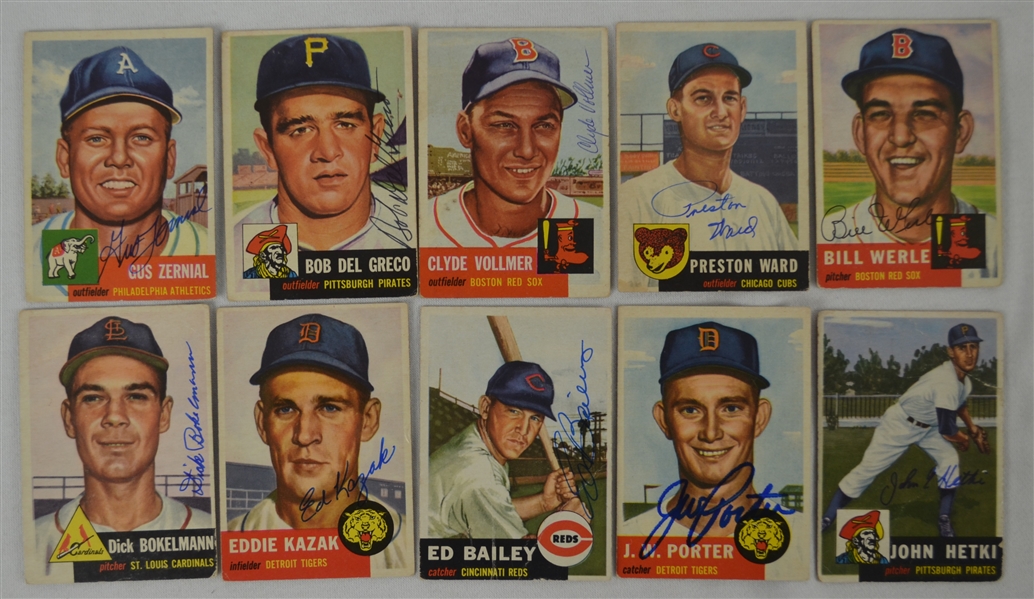 Vintage Collection of 10 Autographed 1953 Topps Baseball Cards 