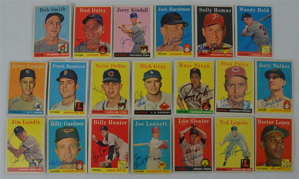 Vintage Collection of 20 Autographed 1958 Topps Baseball Cards 