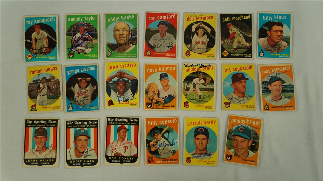 Vintage Collection of 20 Autographed 1959 Topps Baseball Cards 