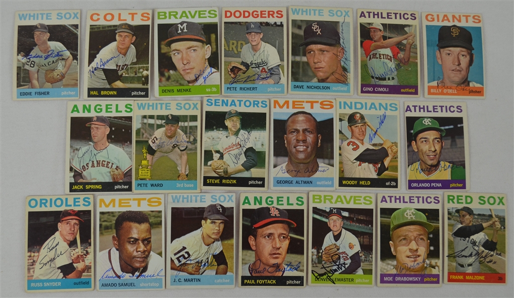 Vintage Collection of 20 Autographed 1964 Topps Baseball Cards 