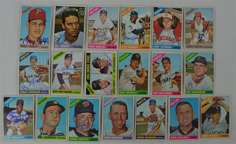 Vintage Collection of 20 Autographed 1966 Topps Baseball Cards 