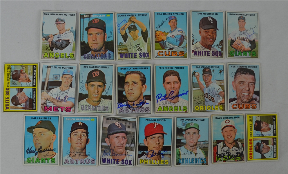 Vintage Collection of 20 Autographed 1967 Topps Baseball Cards 