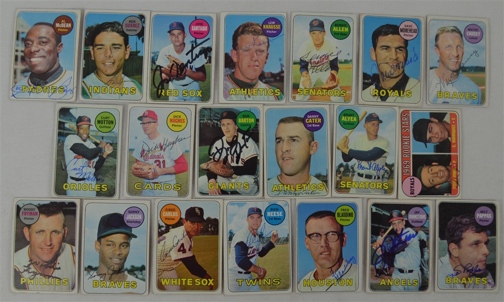 Vintage Collection of 20 Autographed 1969 Topps Baseball Cards 