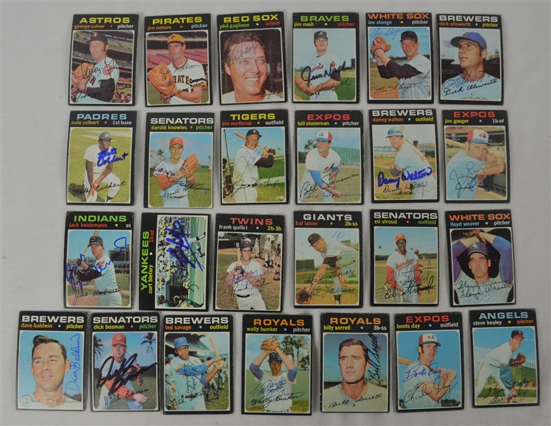 Vintage Collection of 25 Autographed 1971 Topps Baseball Cards 