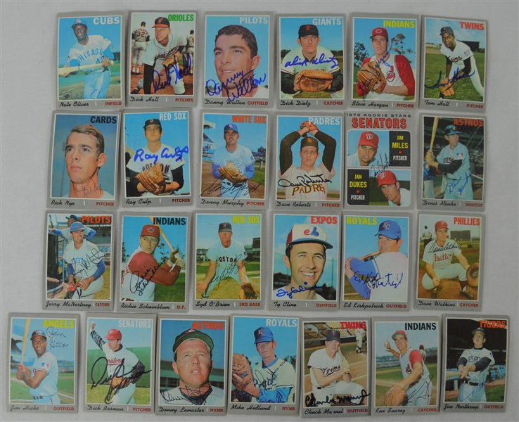 Vintage Collection of 25 Autographed 1970 Topps Baseball Cards 