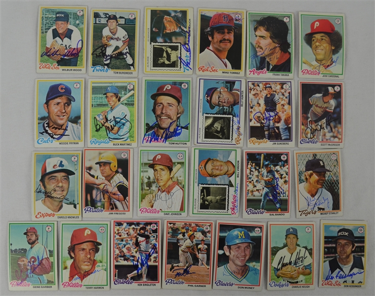 Vintage Collection of 25 Autographed 1978 Topps Baseball Cards 