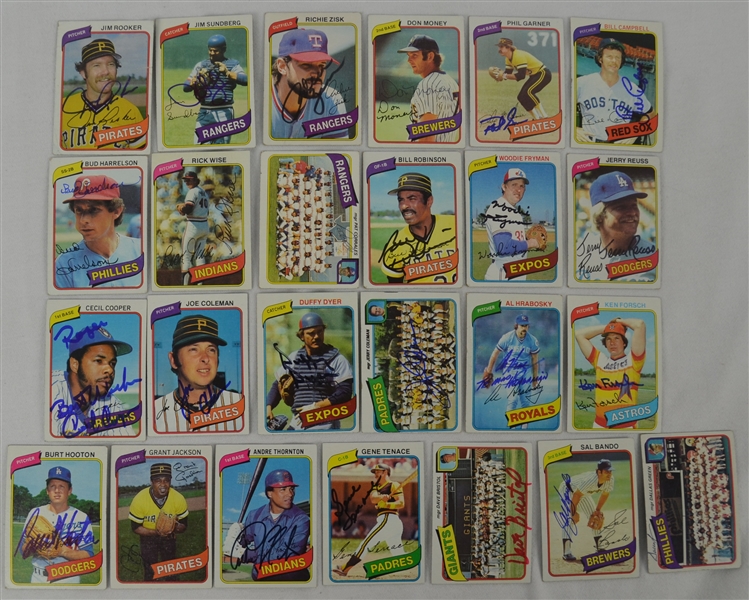 Vintage Collection of 25 Autographed 1980 Topps Baseball Cards 