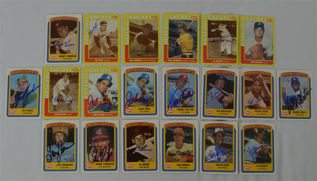 Vintage Collection of 20 Autographed 1990 Swell Baseball Cards 
