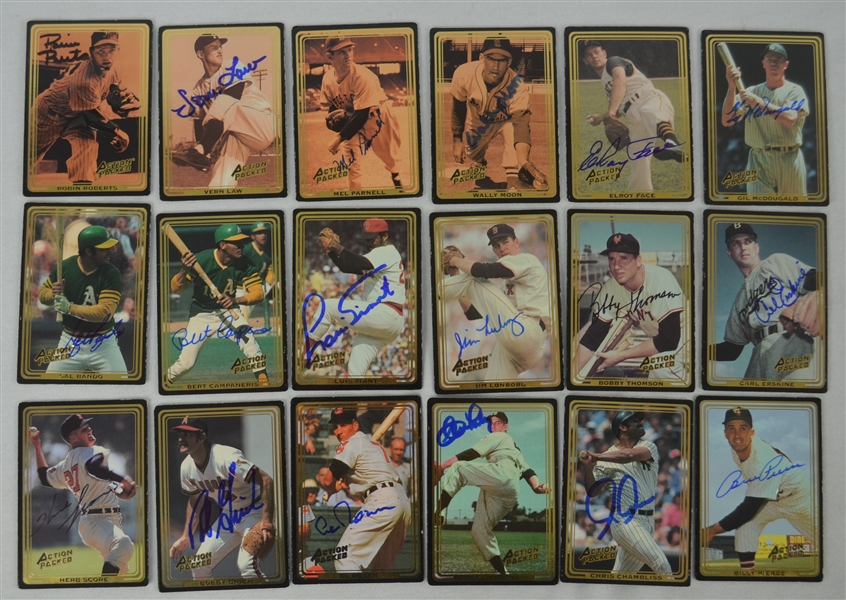 Vintage Collection of 18 Autographed 1992 Action Packed Baseball Cards 