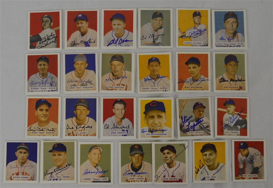 Vintage Collection of 25 Autographed 1949 Bowman Reprint Baseball Cards 