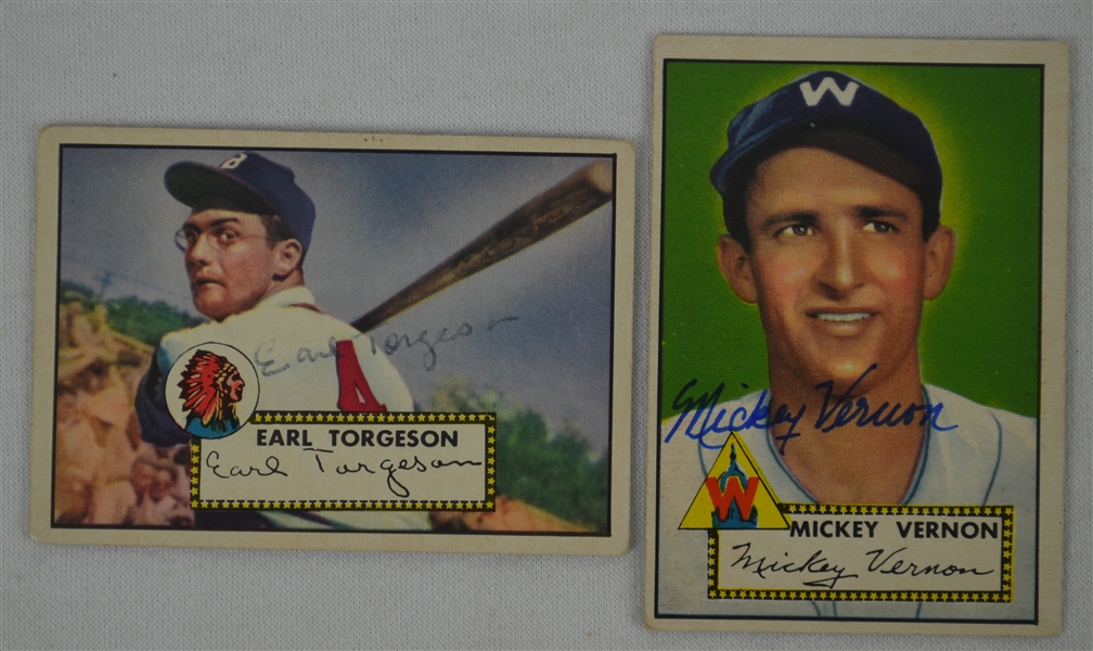 Mickey Vernon & Earl Torgeson Autographed 1952 Topps Baseball Cards
