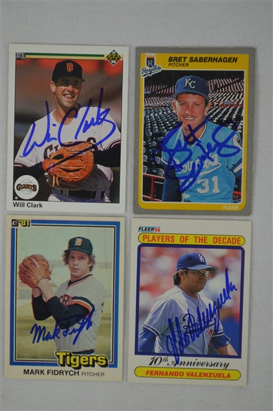 Collection of 4 Autographed Baseball Cards w/Fernando Valenzuela