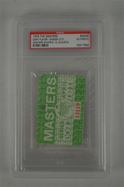 Gary Player 1978 Masters Badge w/ PSA Authentication