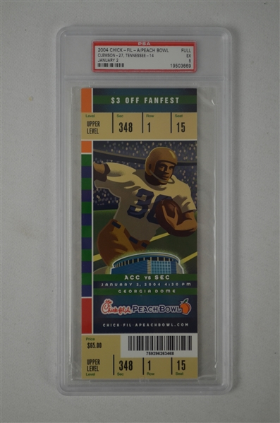 Chick-Fil-A Bowl Game 2004 Full PSA Graded Ticket Clemson vs Tennessee