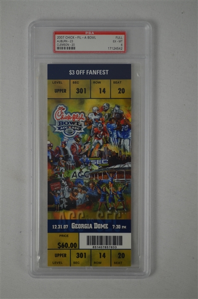 Chick-Fil-A Bowl Game 2007 Full PSA Graded Ticket 