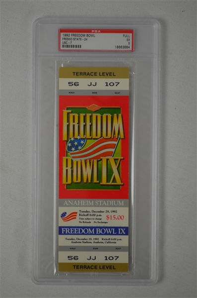 Freedom Bowl Game 1992 Full PSA Graded Ticket Fresno State vs USC
