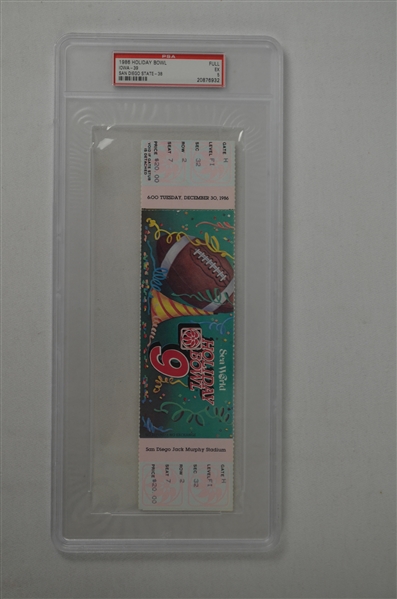 Holiday Bowl Game 1986 Full PSA Graded Ticket Iowa vs San Diego State
