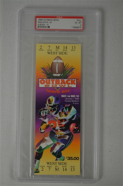 Outback Bowl Game 1996 Full PSA Graded Ticket Penn State vs Auburn
